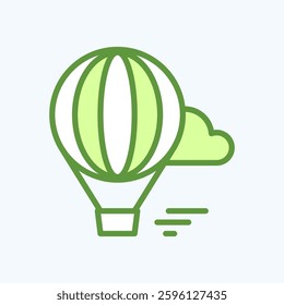 Travel icon representing Air-Balloon. Symbolizes travel, tourism, vacation and trip. Ideal for websites, apps, and design projects. Perfectly optimized for digital and mobile platforms.