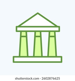 Travel icon representing antique building and attractions. Symbolizes travel, tourism, vacation and trip. Ideal for websites, apps, and design projects.