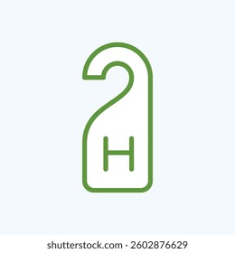 Travel icon representing door handle sign hangers. Symbolizes travel, tourism, vacation and trip. Ideal for websites, apps, and design projects. Perfectly optimized for digital and mobile platforms.