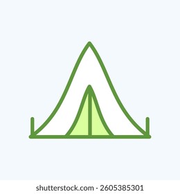 Travel icon representing tent outdoor recreation. Symbolizes travel, tourism, vacation and trip. Ideal for websites, apps, and design projects. Perfectly optimized for digital and mobile platforms.