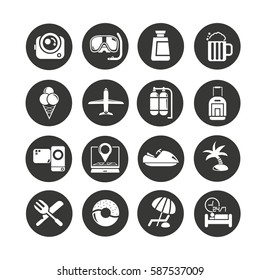 travel icon set in circle buttons