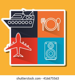 travel icon set design, flat illustration