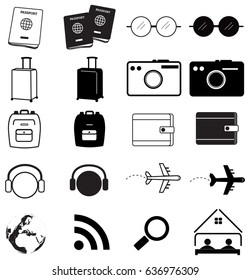 Travel icon set. Each icon is a single object