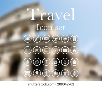 Travel icon set. EPS 10 vector illustration with mesh and without transparency.
