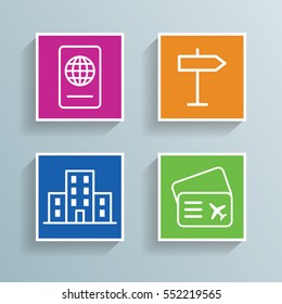 Travel Icon Set flat Isolated Symbols. Different Pictogram