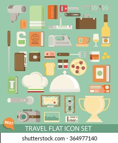 Travel icon set. Flat vector.