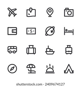 travel icon set isolated on white