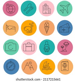 travel icon set . travel pack vector elements for infographic web. with trend color