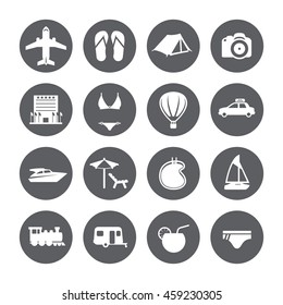 Travel icon set. Silhouette.Vector. Flat style.