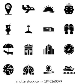 travel icon set solid style vector for your web, mobile app logo UI design
