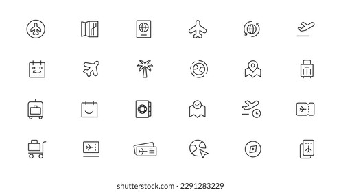 Travel icon set. Summer vacations and holiday symbol vector illustration. Collection of traveling and tourism elements