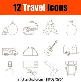 Travel Icon Set. Thin Editable Stroke Line Without Filling Design. Vector Illustration.