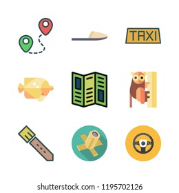 travel icon set. vector set about belt, route, taxi and satellite icons set.