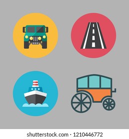 travel icon set. vector set about car, ship, chariot and road icons set.