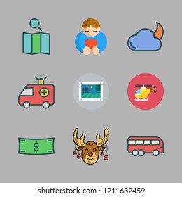 travel icon set. vector set about helicopter, map, image and boat icon icons set.