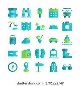 Travel icon set vector flat for website, mobile app, presentation, social media. Suitable for user interface and user experience.