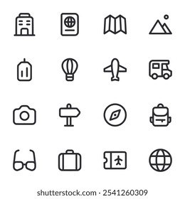 Conjunto de iconos de viaje Ilustración vectorial