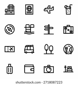 Conjunto de iconos de viaje Ilustración vectorial
