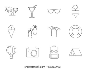 Travel icon set. Vector illustration. 