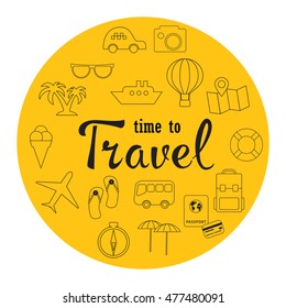 Travel icon set. Vector illustration.