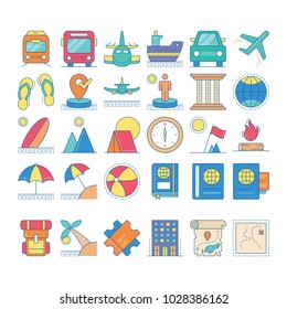 Travel icon set vector isolated collection, suitable for your holiday content