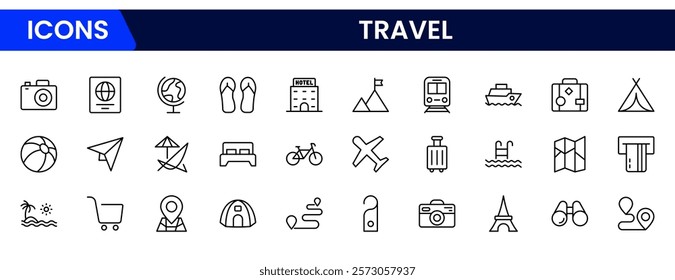 Travel icon set vector. linear style sign for use web design, logo. Symbol illustration.