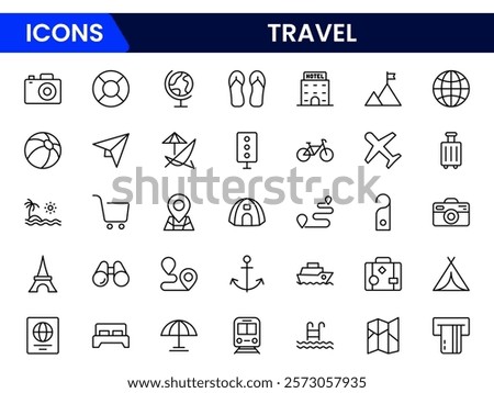 Travel icon set vector. linear style sign for use web design, logo. Symbol illustration.