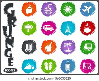 Travel icon set for web sites and user interface in grunge style