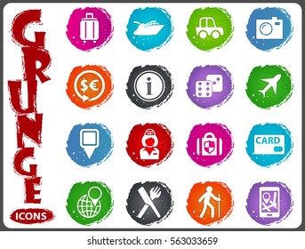 Travel icon set for web sites and user interface in grunge style