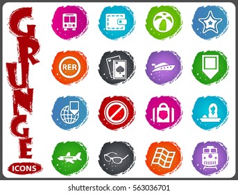 Travel icon set for web sites and user interface in grunge style