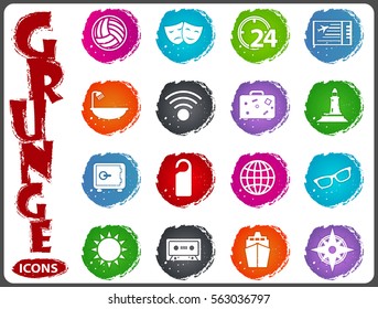 Travel icon set for web sites and user interface in grunge style