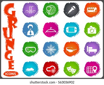 Travel icon set for web sites and user interface in grunge style