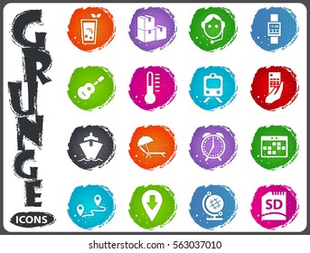 Travel icon set for web sites and user interface in grunge style