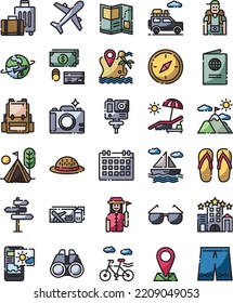 conjunto de iconos de viaje para sitio web, aplicación, impresión, documento, diseño de afiches, etc.