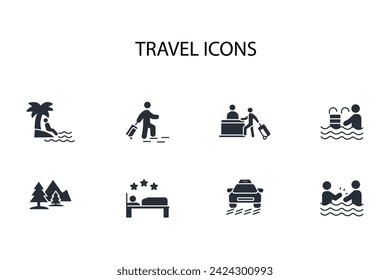 Travel icon set.vector.Editable stroke.linear style sign for use web design,logo.Symbol illustration.