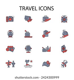 Travel icon set.vector.Editable stroke.linear style sign for use web design,logo.Symbol illustration.