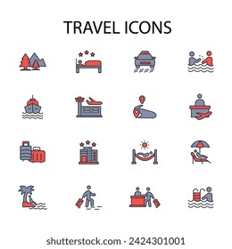 Travel icon set.vector.Editable stroke.linear style sign for use web design,logo.Symbol illustration.