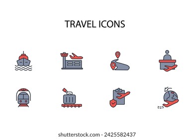 Travel icon set.vector.Editable stroke.linear style sign for use web design,logo.Symbol illustration.