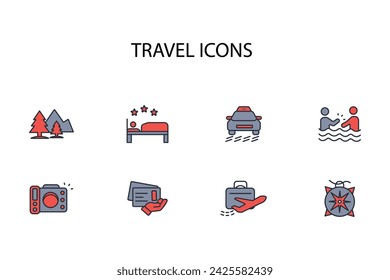 Travel icon set.vector.Editable stroke.linear style sign for use web design,logo.Symbol illustration.