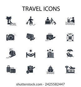 Travel icon set.vector.Editable stroke.linear style sign for use web design,logo.Symbol illustration.
