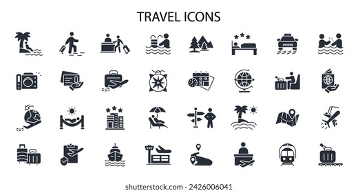 Travel icon set.vector.Editable stroke.linear style sign for use web design,logo.Symbol illustration.