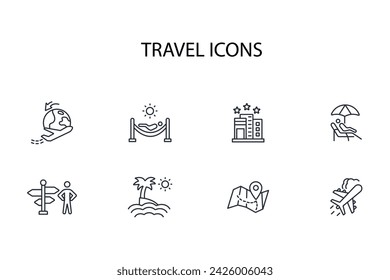 Travel icon set.vector.Editable stroke.linear style sign for use web design,logo.Symbol illustration.