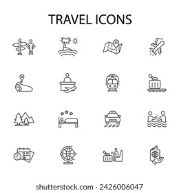 Travel icon set.vector.Editable stroke.linear style sign for use web design,logo.Symbol illustration.