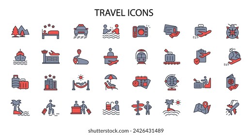 Travel icon set.vector.Editable stroke.linear style sign for use web design,logo.Symbol illustration.