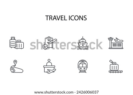 Travel icon set.vector.Editable stroke.linear style sign for use web design,logo.Symbol illustration.
