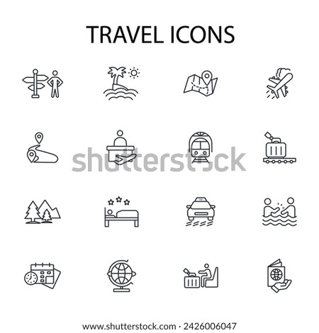 Travel icon set.vector.Editable stroke.linear style sign for use web design,logo.Symbol illustration.