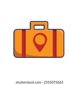 travel icon. suitcase and location.  Vacation vector Contains designs, travel, holidays, summer, holidays, tourism and more. flat color design style