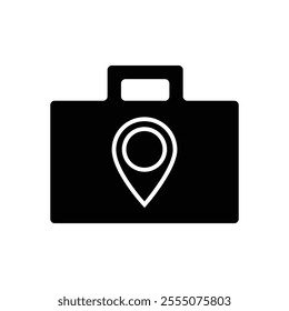 travel icon. suitcase and location.  Vacation vector Contains designs, travel, holidays, summer, holidays, tourism and more. solid design style