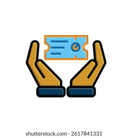 travel icon. ticket icon in hand. exploration, adventure, vacation, camping. 3d flat design style. vector template design