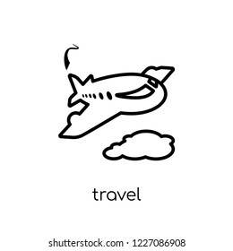 Travel icon. Trendy modern flat linear vector Travel icon on white background from thin line Architecture and Travel collection, editable outline stroke vector illustration